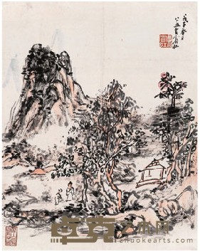 黄宾虹 1948年作 山水 立轴 32X25cm